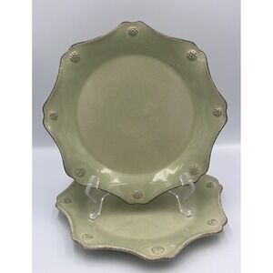 Juliska Berry & Thread Pistachio 9" Scalloped Salad Dessert Plate Green Set Of 2